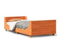 Eleganz Cama de madera maciza de pino, 90 x 190 cm, color marrón cera, sin colchón, duradera y estable para dormitorio, diseño natural para un sueño reparador