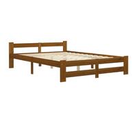 Eleganz Cama de madera maciza de pino de 120 x 200 cm, color marrón miel, duradera y estable, cama de pino perfecta para el dormitorio, diseño natural y respetuoso con el medio ambiente