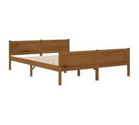 Eleganz Cama de madera maciza de pino de 140 x 200 cm, color marrón miel, marco de cama de pino natural y duradero, perfecto para dormitorios y habitaciones de invitados, respetuoso con el medio