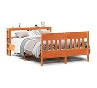 Eleganz Cama de madera maciza de pino de 150 x 200 cm, color marrón encerado natural, duradera y estable para dormitorio, sin colchón, elección perfecta para un ambiente natural