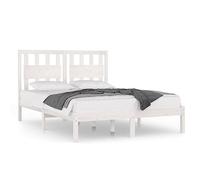 Eleganz Cama de madera maciza de pino de 160 x 200 cm - Cama blanca de pino para dormitorio, duradera y estable, diseño natural para un sueño reparador