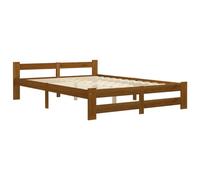 Eleganz Cama de madera maciza de pino de 160 x 200 cm, color marrón miel, cama duradera y natural para dormitorio, diseño sostenible para un sueño reparador