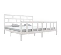 Eleganz Cama de madera maciza de pino de 180 x 200 cm, marco de cama de pino blanco para dormitorio, duradero y elegante, tamaño perfecto para parejas