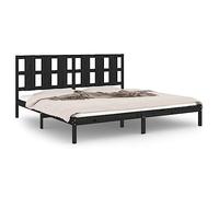 Eleganz Cama de madera maciza de pino de 200 x 200 cm - Cama doble de pino negro con alta estabilidad y calidad duradera - Muebles de dormitorio perfectos para viviendas modernas