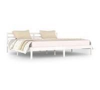 Eleganz Cama de madera maciza de pino de 200 x 200 cm, color blanco, cama doble de pino para dormitorio, duradera y estable, solución perfecta para un sueño reparador