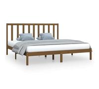 Eleganz Cama de madera maciza de pino de 200 x 200 cm, color marrón miel, duradera y natural, perfecta para familias y parejas, construcción estable y diseño ecológico