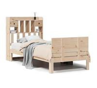 Eleganz Cama de madera maciza de pino de 90 x 190 cm con estante, marco de cama duradero sin colchón, ideal para habitaciones pequeñas y dormitorios