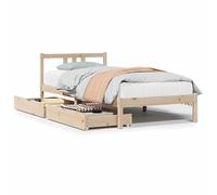 Eleganz Cama de madera maciza de pino de 90 x 190 cm, marco de cama duradero y estable, sin colchón para dormitorio, diseño natural para un sueño reparador