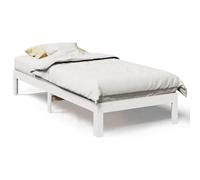 Eleganz Cama de madera maciza de pino de 90 x 200 cm, color blanco, cama de dormitorio sin colchón, duradera y estable, diseño natural para un sueño reparador
