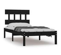 Eleganz Cama de madera maciza negra 100 x 200 cm - Cama individual de madera maciza para dormitorio, duradera y estable - Ambiente natural para dormir para un sueño reparador