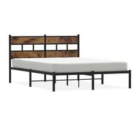 Eleganz Cama de metal de roble ahumado de 160 x 200 cm, estructura de cama duradera y estable, sin colchón, para dormitorio, diseño moderno para un sueño reparador