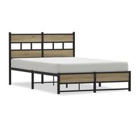 Eleganz Cama de metal de roble Sonoma, 120 x 200 cm, cama alta estable para adultos y jóvenes, duradera y moderna, ideal para habitaciones pequeñas y dormitorios