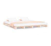 Eleganz Cama de palé de 200 x 200 cm de madera de pino maciza, natural y duradera para un dormitorio acogedor, diseño sostenible para ideas de vivienda modernas