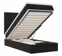 Eleganz Cama otomana con colchón & s - 100 x 200 cm terciopelo negro - Cama con somier que ahorra espacio con iluminación para dormitorio
