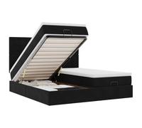 Eleganz Cama otomana con colchón & s 200x200 cm - Funda de terciopelo para dormitorio moderno, ahorro de espacio con espacio de almacenamiento oculto, negro