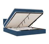 Eleganz Cama otomana con colchón y azul s 160 x 200 cm - Moderna cama de tela con espacio de almacenamiento debajo de la cama para dormitorio, ideal para espacios pequeños