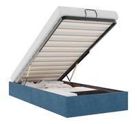 Eleganz Cama otomana sin colchón 100x200 cm - Tela de terciopelo azul oscuro, ahorra espacio con espacio de almacenamiento, ideal para espacios pequeños, diseño moderno para dormitorios