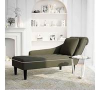 Eleganz Chaise longue con cojín y reposabrazos derecho, piel sintética verde militar, cómoda silla de relax para salón o balcón, duradera y fácil de limpiar