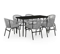 Eleganz Conjunto de muebles de jardín gris de 7 piezas, juego de comedor duradero para exteriores para patio y jardín, resistente a la intemperie y cómodo, ideal para familias y amantes del jardín