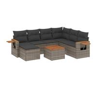 Eleganz Conjunto de sofá de jardín con cojines grises - Muebles de exterior de ratán sintético para terraza y balcón - Resistente a la intemperie y cómodo - Moderno conjunto de salón