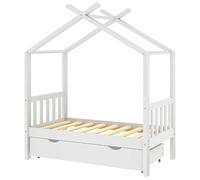 Eleganz Cuna con cajón de madera de pino maciza, 70 x 140 cm, color blanco, duradera y respetuosa con el medio ambiente, para habitación infantil pequeña