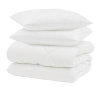 Eleganz Edredón de invierno con almohada de 3 piezas de microfibra blanca - Ropa de cama cálida y ligera para noches frías - Transpirable y fácil de limpiar - Perfecto para dormitorios y habitaciones