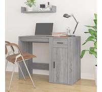 Eleganz Escritorio de oficina grande con espacio de almacenamiento, material de madera de Sonoma gris, duradero y ahorra espacio para un estudio organizado