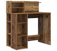 Eleganz Escritorio de oficina grande con estante de madera recuperada 90 x 48 x 101,5 cm - espacio de trabajo de madera para más espacio de almacenamiento y organización