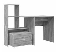 Eleganz Escritorio de oficina grande Sonoma gris 131,5 x 50 x 106,5 cm de material de madera - duradero y ahorra espacio para lugares de trabajo modernos