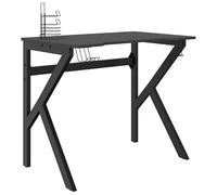 Eleganz Escritorio para juegos con estructura en K, color negro, 90 x 60 x 75 cm, madera y hierro, estación de trabajo estable para oficinas grandes - Mesa ergonómica para jugadores y oficinas en casa