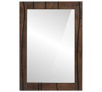 Eleganz Espejo de baño de madera maciza de nogal, 50 x 70 cm, espejo de pared sencillo para baño y pasillo, aspecto de madera natural, duradero y elegante