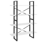 Eleganz Estantería con 4 compartimentos, color blanco, 100 x 30 x 140 cm, de madera y metal, sistema de estanterías estable para salón, oficina o habitación infantil, ahorra espacio y es duradera