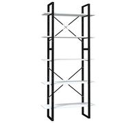 Eleganz Estantería con 5 compartimentos, color blanco, 80 x 30 x 175 cm, de madera y metal, sistema de estanterías estable para salón, oficina o habitación infantil, ahorra espacio y es duradera