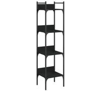 Eleganz Estantería de 4 baldas, color negro, 35 x 30 x 138,5 cm, madera y acero con recubrimiento en polvo, sistema de estanterías estable para salón, oficina o habitación infantil, ahorra espacio y