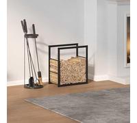 Eleganz Estantería de acero para leña, 55 x 30 x 61 cm, resistente al fuego para chimenea, resistente a la intemperie y estable, ahorra espacio para chimenea, horno o terraza