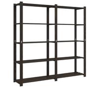 Eleganz Estantería de almacenamiento de madera de pino maciza, 5 estantes, 170 x 38 x 170 cm, color negro, resistente y duradera para almacenamiento comercial