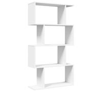 Eleganz Estantería divisoria de habitación con 4 estantes, color blanco, 70 x 24 x 129 cm, hecha de madera, práctico sistema de estanterías para salón, oficina o dormitorio, ahorra espacio y elegante