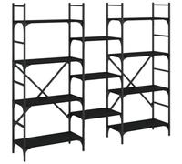 Eleganz Estantería negra 160 x 28,5 x 136,5 cm - Moderno sistema de estantería de madera y acero con recubrimiento en polvo - ideal para salón y oficina - elegante y duradera