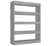 Eleganz Estantería separadora de habitaciones gris Sonoma 100 x 30 x 135 cm, sistema de estantería de material de madera, elegante elemento divisor de habitaciones para salón y oficina, solución de