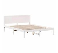 Eleganz Estructura de cama blanca de 140 x 200 cm de madera maciza de pino - Cama duradera y estable para un sueño tranquilo - Diseño natural para dormitorio
