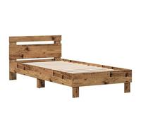 Eleganz Estructura de cama con cabecero de madera recuperada, 90 x 200 cm, moderna cama de madera para dormitorio, duradera y elegante