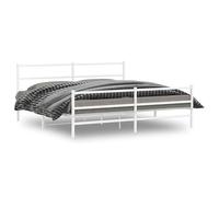 Eleganz Estructura de cama con cabecero y pie de metal, color blanco, 183 x 213 cm, marco estable para dormitorio moderno, duradero y fácil de montar, ideal para adultos y parejas