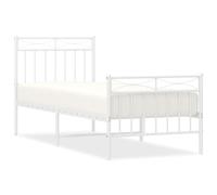 Eleganz Estructura de cama de metal blanco 80 x 200 cm con cabecero y reposapiés - Estructura moderna para dormitorio, duradera y estable, ideal para solteros y parejas
