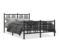 Eleganz Estructura de cama de metal de 140 x 190 cm, color negro, con cabecero y reposapiés, cama moderna para dormitorio, estable y duradera, ideal para espacios pequeños