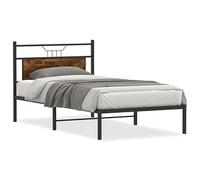 Eleganz Estructura de cama de roble ahumado, 100 x 200 cm, marco de cama de madera maciza sin colchón, muebles de dormitorio con estabilidad duradera, para un ambiente moderno