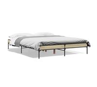 Eleganz Estructura de cama de roble Sonoma, 150 x 200 cm, de madera y metal, cama doble estable para dormitorio, diseño moderno y duradero, ideal para espacios pequeños