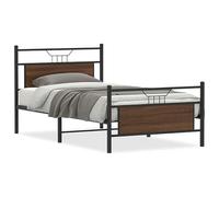 Eleganz Estructura de cama sin colchón de 100 x 200 cm - Madera de roble marrón para dormitorio, duradera y estable, diseño moderno para un sueño reparador