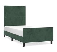 Eleganz Estructura de cama sin colchón de 90 x 200 cm - Cama de terciopelo verde oscuro para dormitorio y sala de estar - Diseño moderno con estructura de madera estable - Ideal para habitaciones