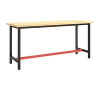 Eleganz Estructura de metal para banco de trabajo, 170 x 50 x 79 cm, color negro mate y rojo mate, accesorio de mesa estable para garaje y taller, superficie de trabajo robusta, alta resistencia