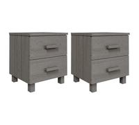 Eleganz Hamar - Mesillas de noche (2 unidades, madera de pino maciza y tablero de fibra de densidad media, 40 x 35 x 44,5 cm), color gris claro